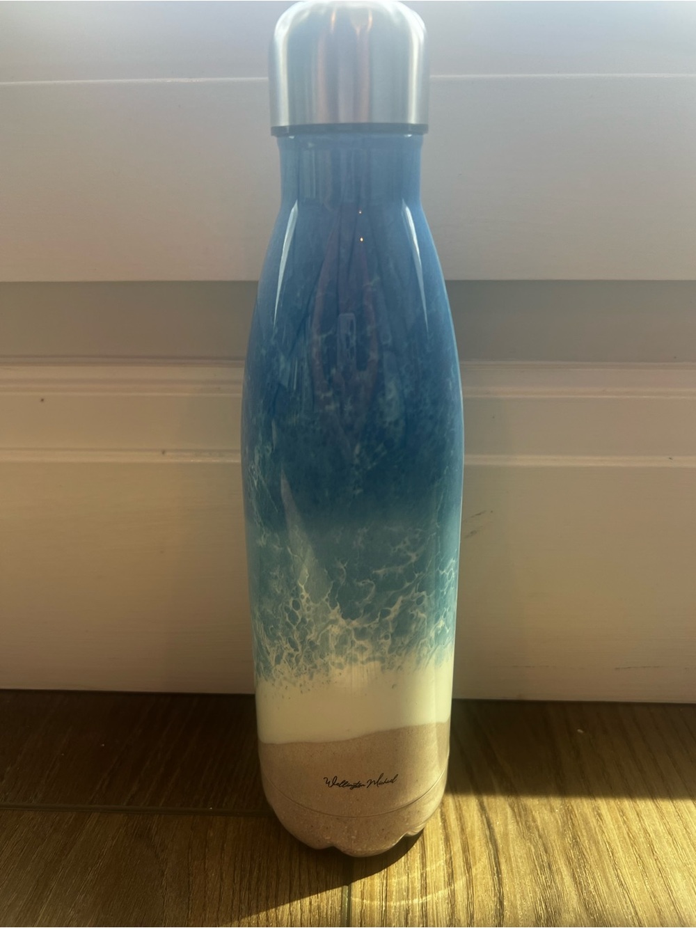Ocean Wave Stainless Steel Water Bottle - Blue & White